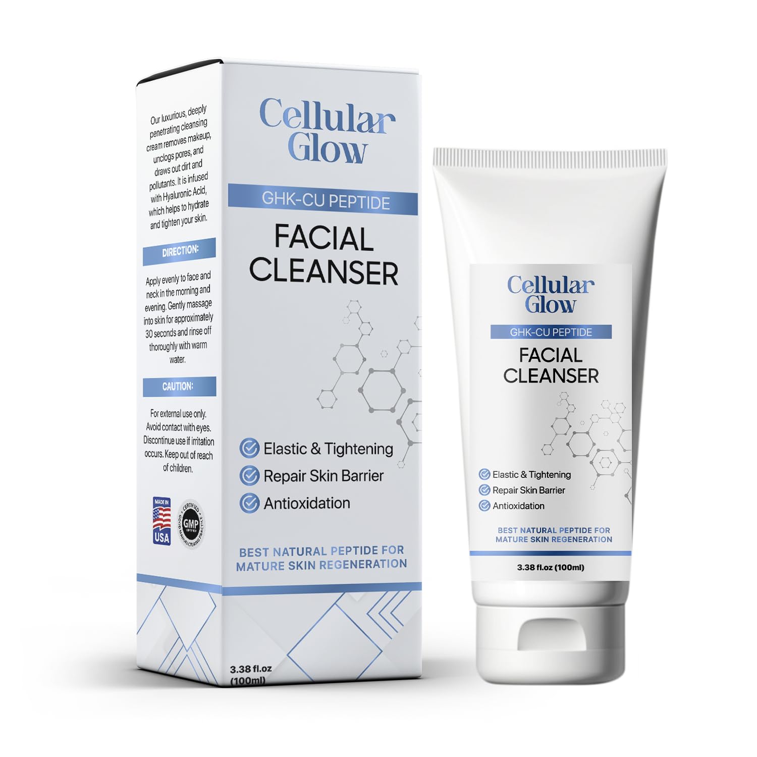 Cellular Glow Facial Cleanser packaging and tube on a white background