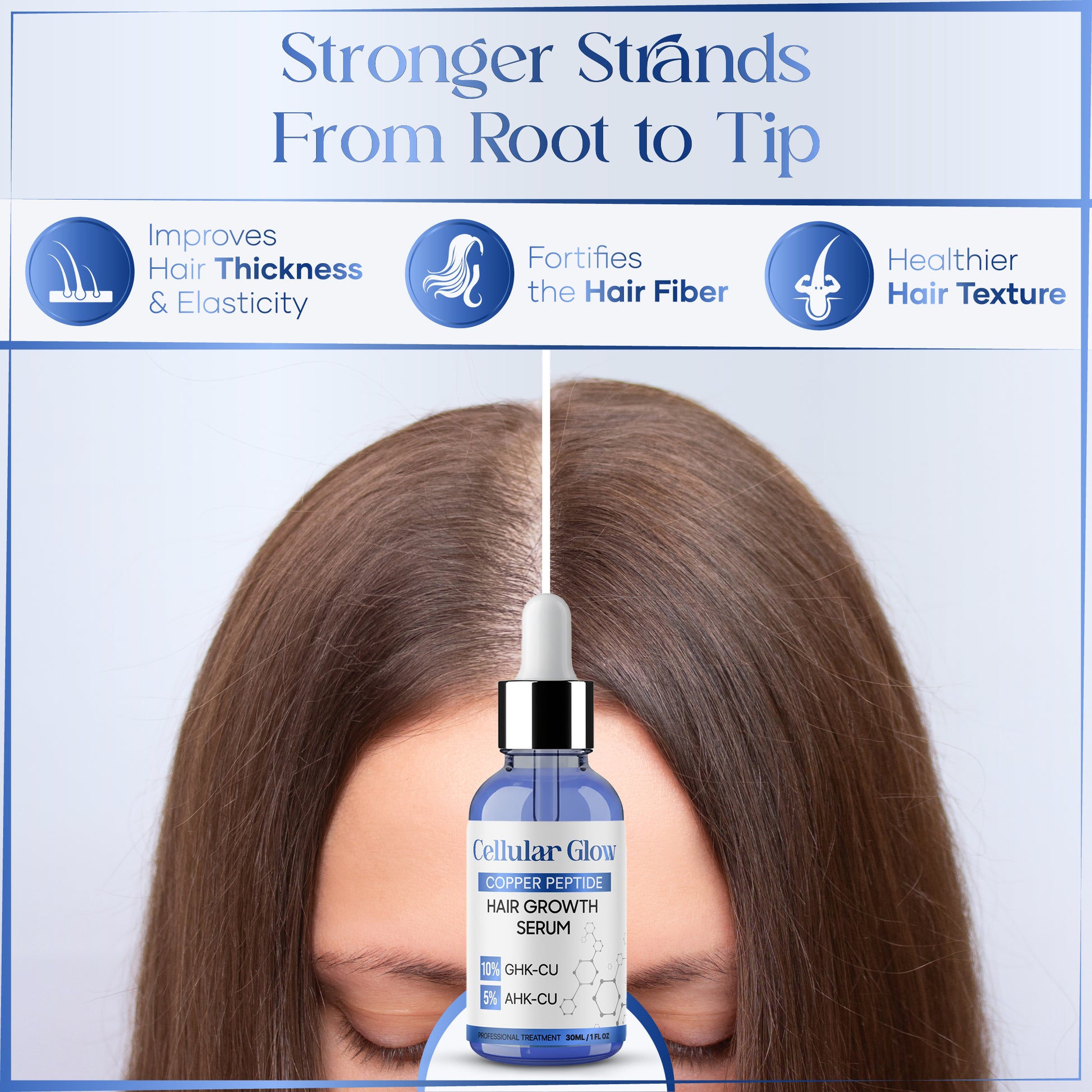 Cellular Glow Hair Serum 10% GHK-Cu + 5% AHK-Cu Peptides Cellular Glow Hair Serum 10% GHK-Cu + 5% AHK-Cu Peptides