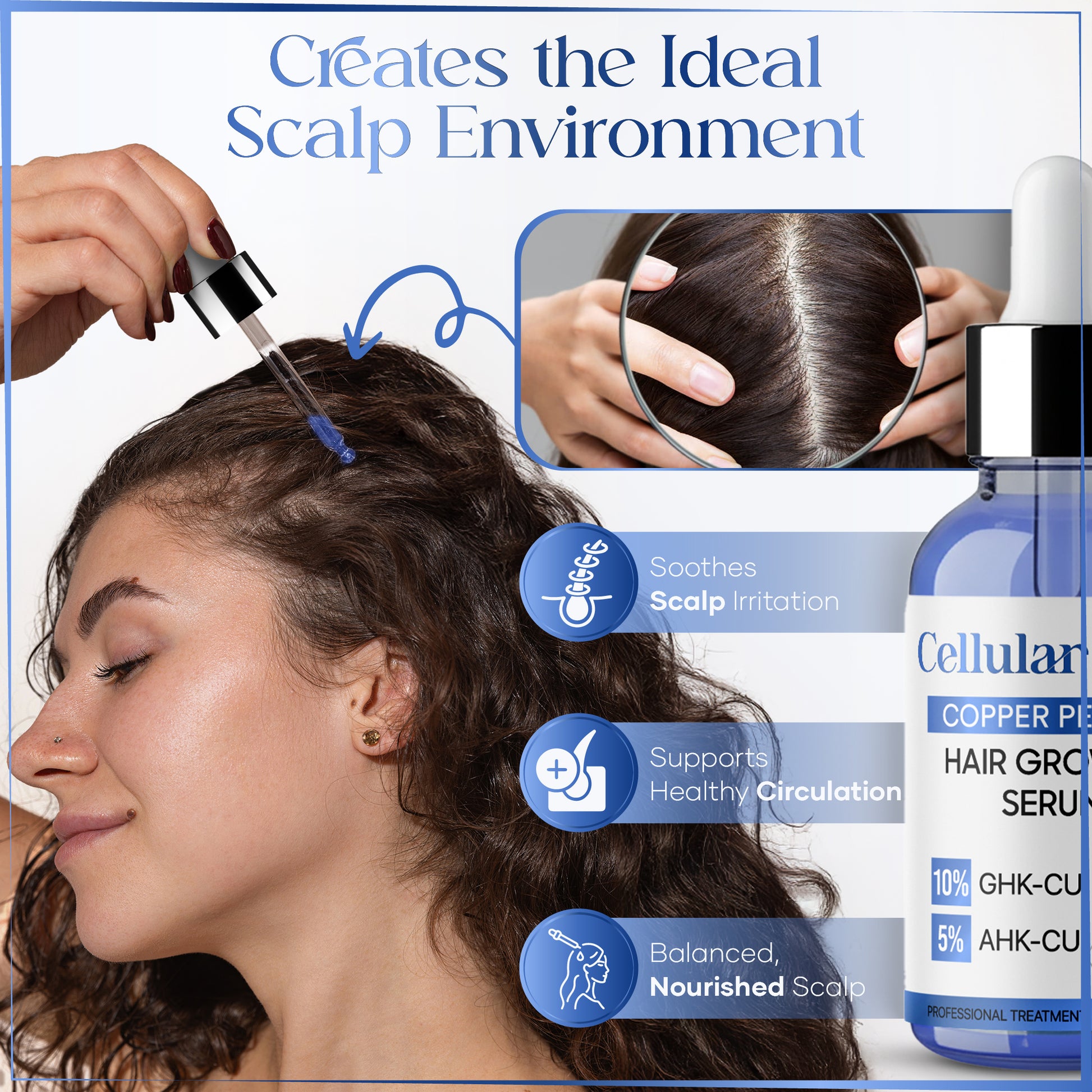 Cellular Glow Hair Serum 10% GHK-Cu + 5% AHK-Cu Peptides Cellular Glow Hair Serum 10% GHK-Cu + 5% AHK-Cu Peptides